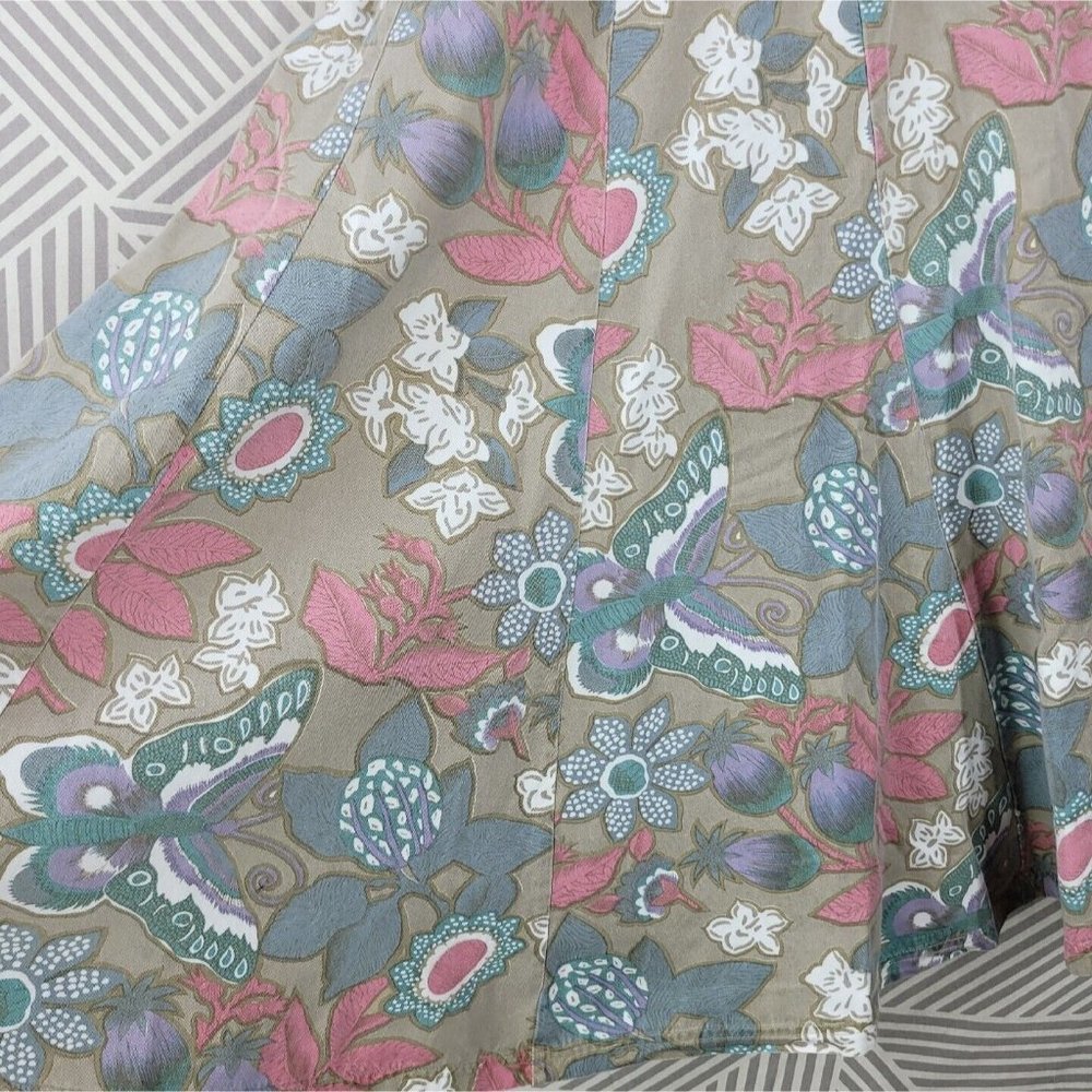 Vintage Circle Skirt Size Small long midi Floral Moth Cottagecore Elastic Waist - Picture 4 of 7